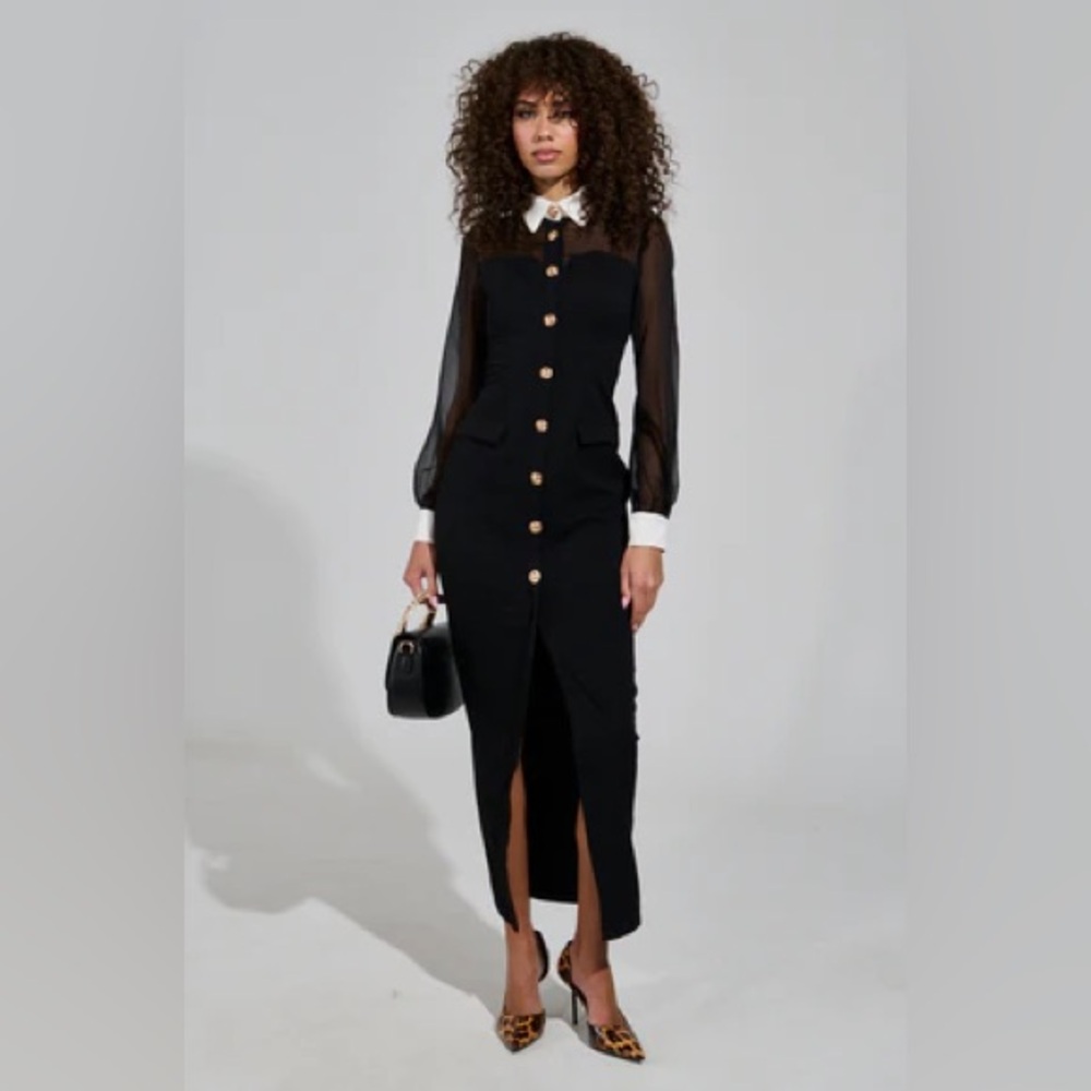 Elegant Black Button-Down Maxi dress